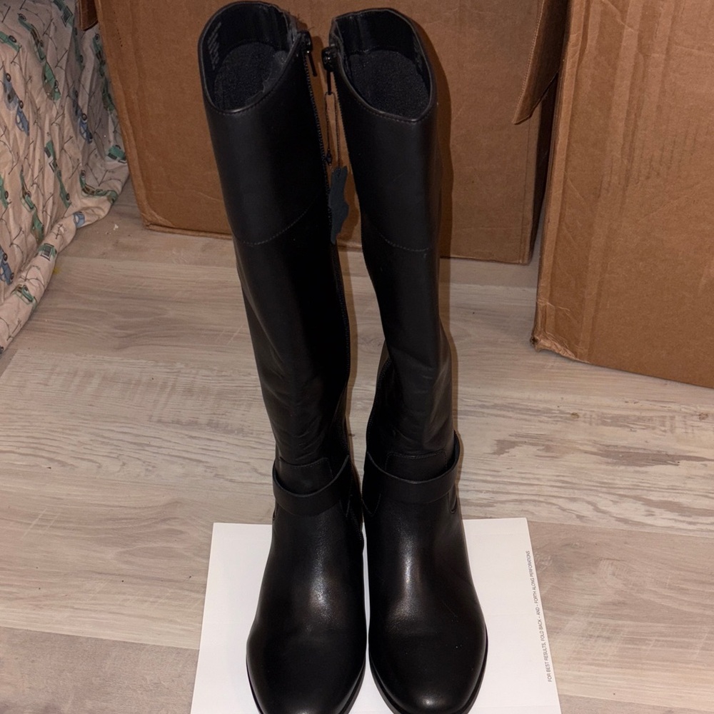 #149 Charter Club Leather Black Knee-High Women's Boots W 8M